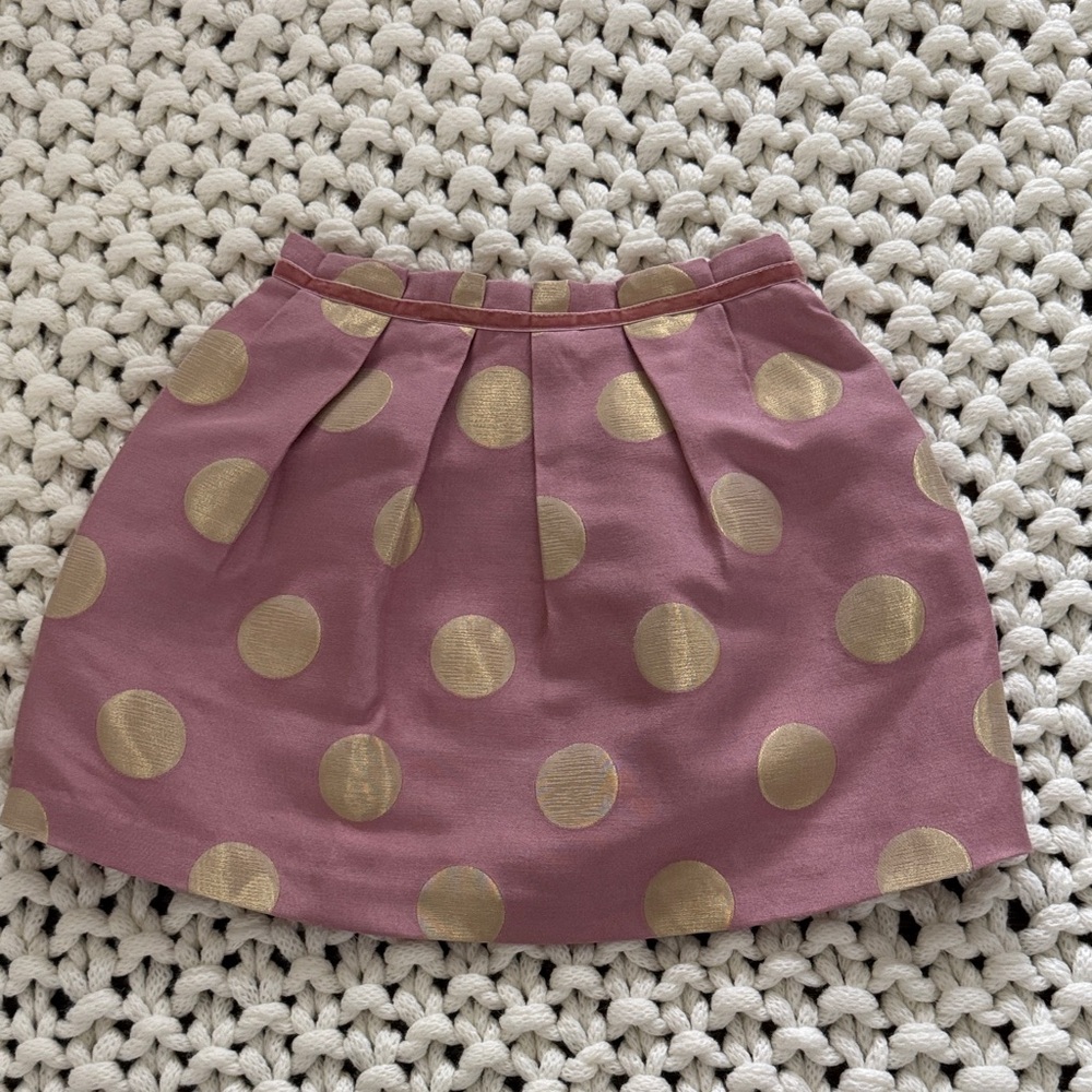 Mini Boden Pink and Gold Polka Dot Skirt